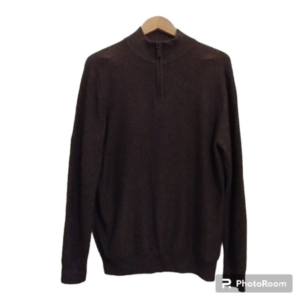 Lachlan 1/4 Quarter Zip Pullover Lightweight Knit Sweater in Brown, Sz M‎